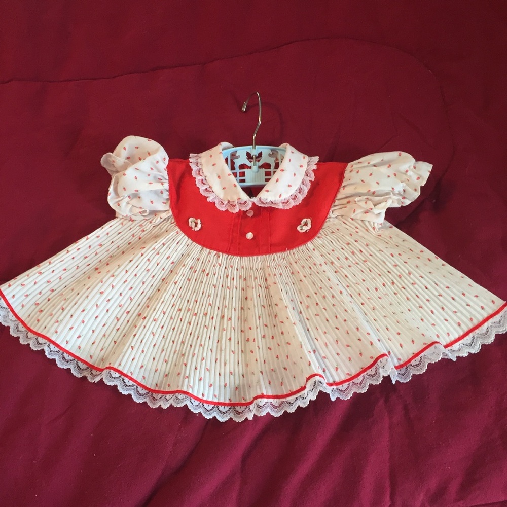 Vintage 80’s Handmade Strawberry Frock 6-9M-ish